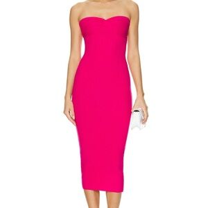 Superdown Vibrant Pink Strapless Dress
